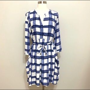 Anthropologie Maeve | Blue & White Plaid Dress
